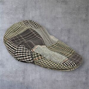 Scally Cap Men's Patchwork Flat Cap Newsboy Hat Wool Blend Tweed Large P15